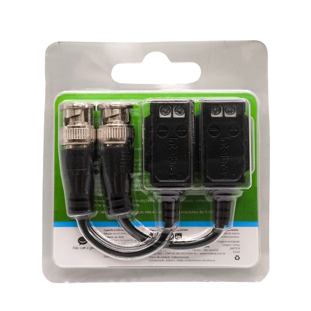 Par Balun Passivo Intelbras VB 501P G2, Transmissão de Vídeo HD, Até 400 Metros, Cat5/ Cat6