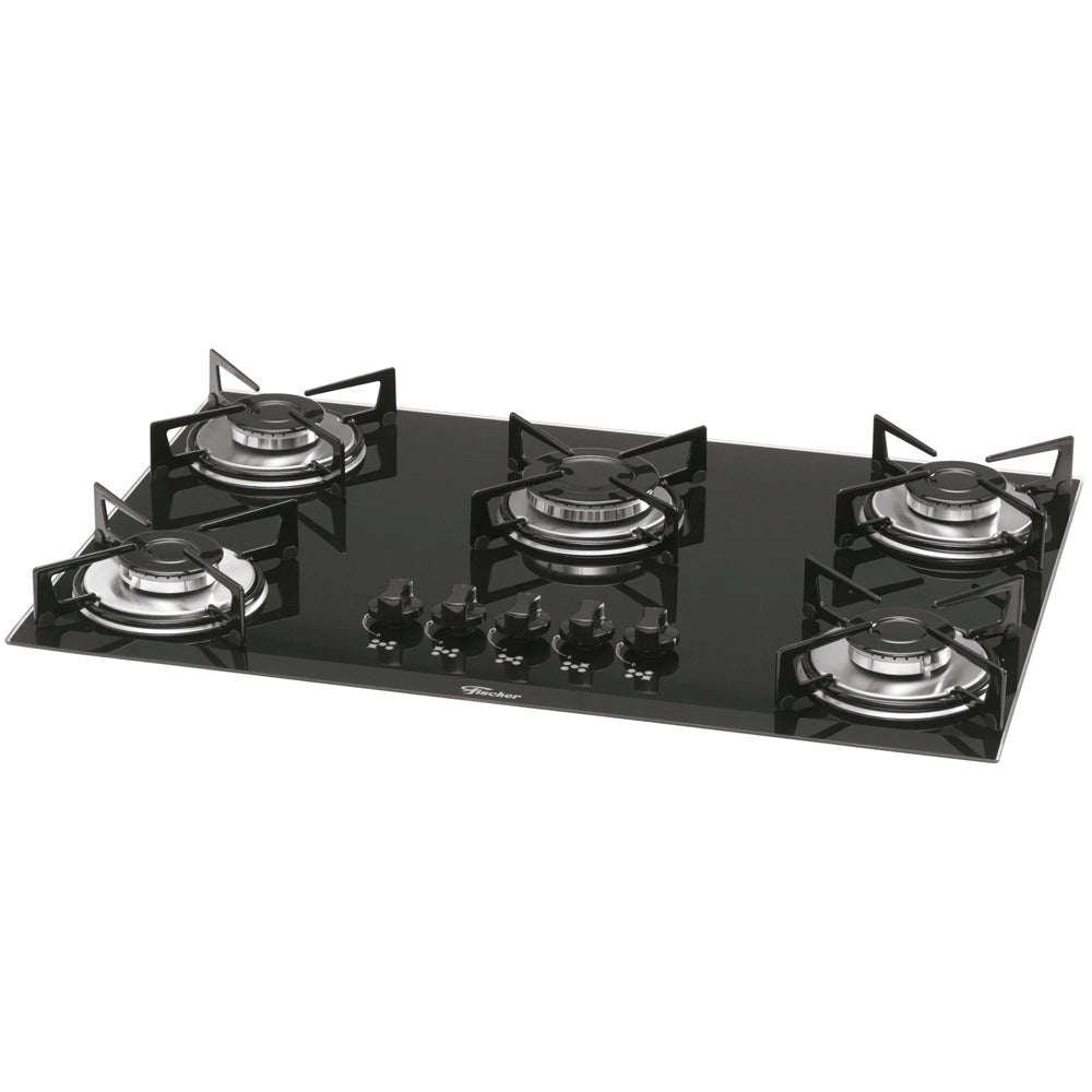 Fogão Cooktop a Gás Fischer 5 Bocas Mesa Vidro Bivolt, 1642-6985