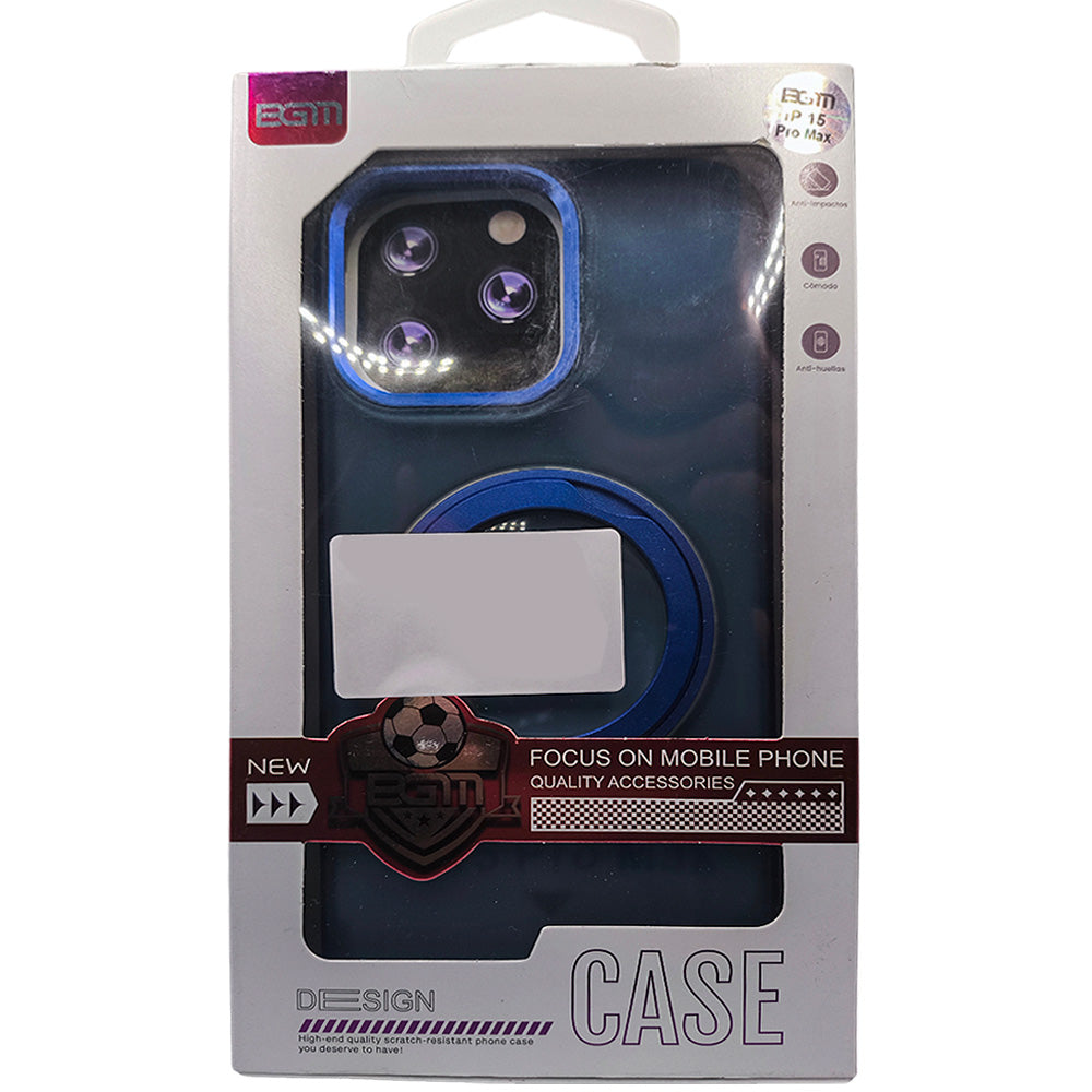 Capa Para iPhone 15 Pro Max, Suporte Para Carregamento Magnético, Azul, BGM