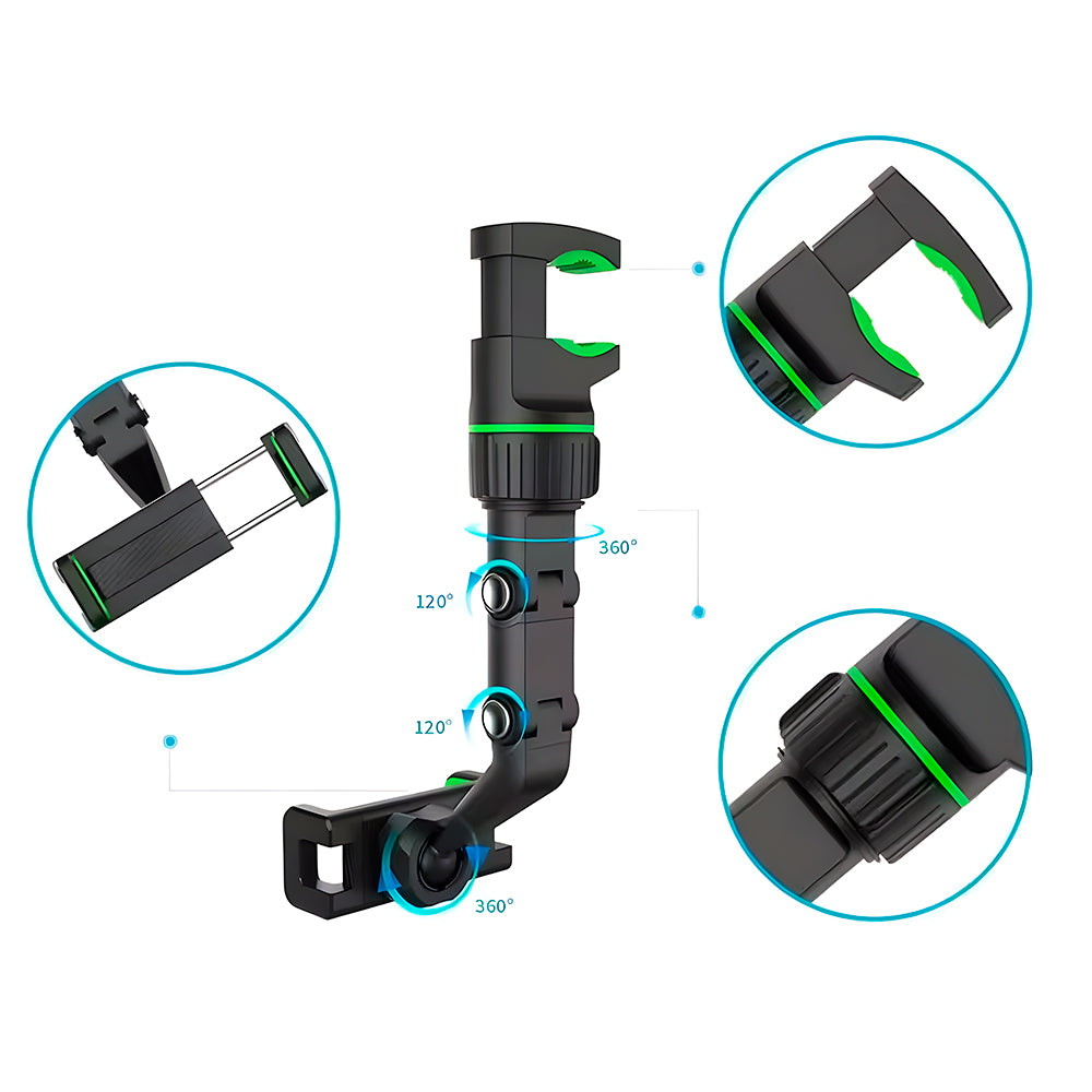 Suporte Veicular Para Celular, Universal, Multifuncional, 360 Graus, Preto/Cinza
