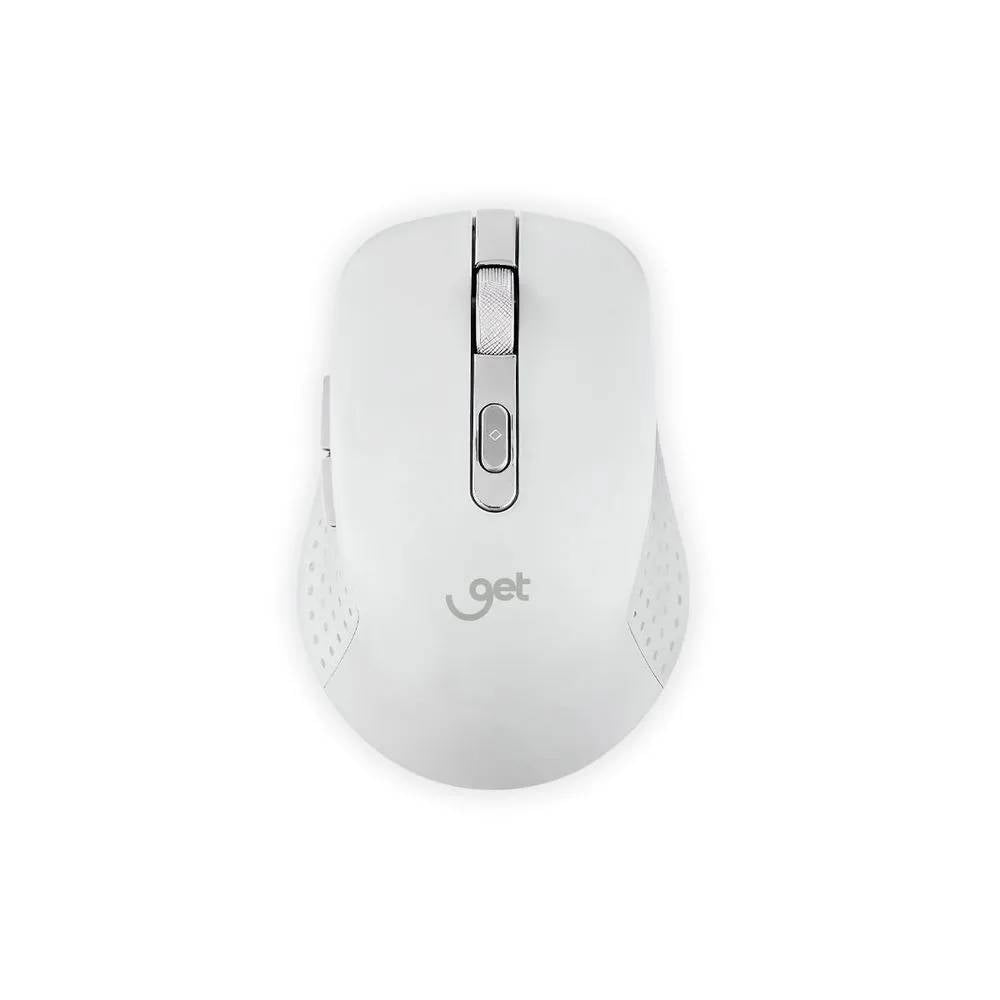 Mouse Sem Fio Bluetooth 5.1 USB, Recarregável Get Silence, 7 botões, 1600DPI, Branco