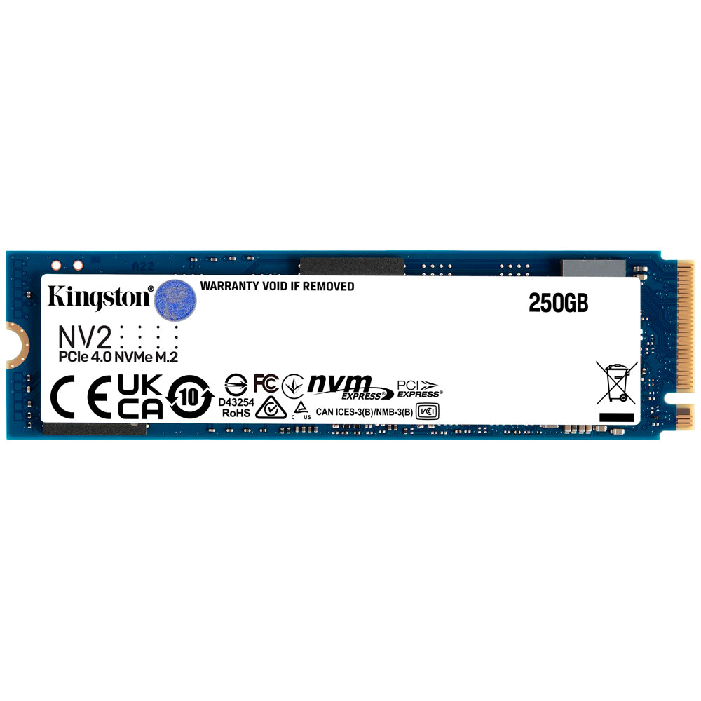 SSD M.2 Kingston NV2 250GB / NVMe PCIe 4.0 x4, Gen4- (SNV2S/250G) Leitura 3500MB/s, Gravação 1300MB/s - SNV2S/250G