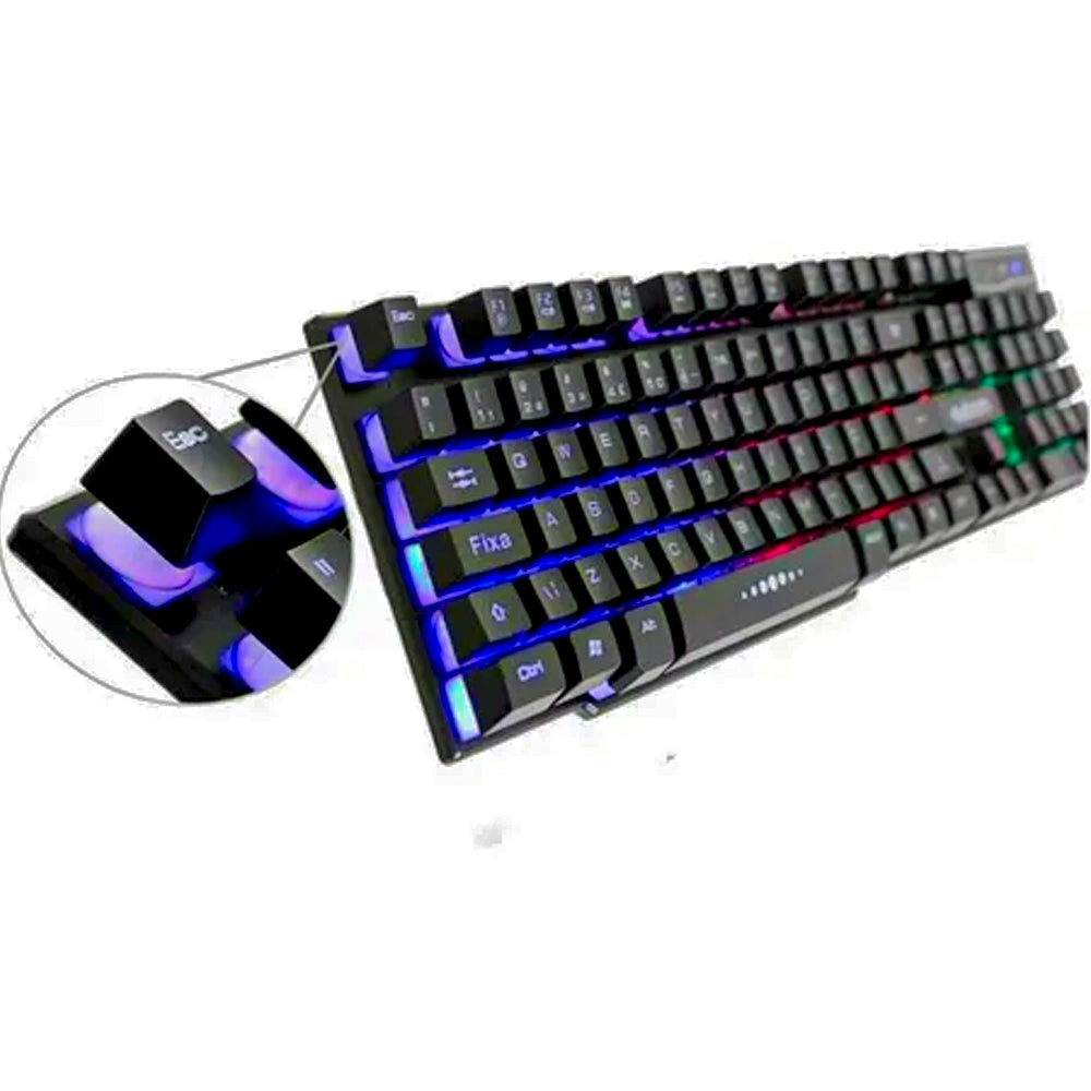 Teclado Gamer Semi Mecanico LED Abnt2 Exbom 3859 BK-151C