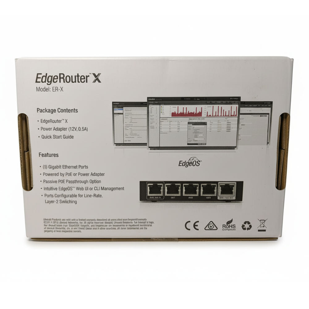 Roteador Ubiquiti EdgeRouter X ER-X, 5 Portas Gigabit RJ45 (10/100/1000 Mbps), PoE 24 V Passivo com Pass-Through, Preto