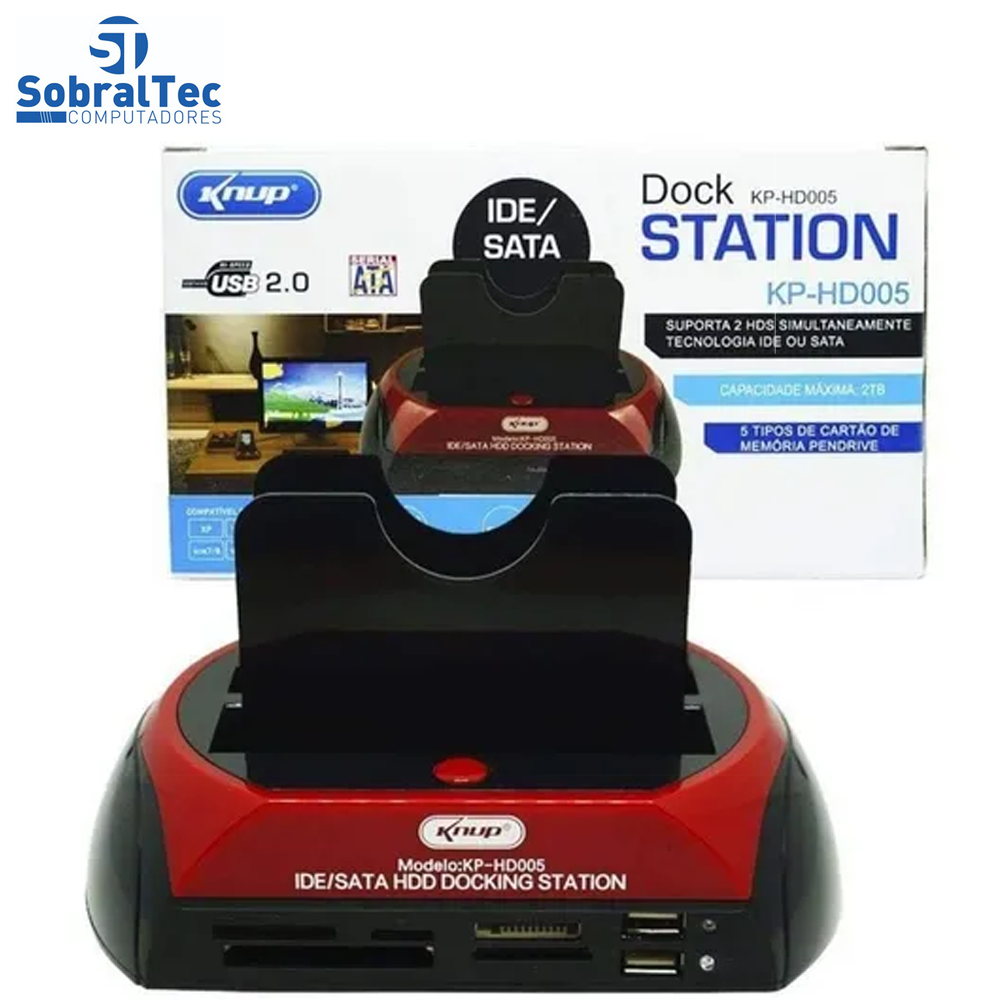 HDD Dock Station USB 2.0 knup KP-HD005 Para HD Sata/Ide 2,5 e 3,5 e Cartões de Memoria