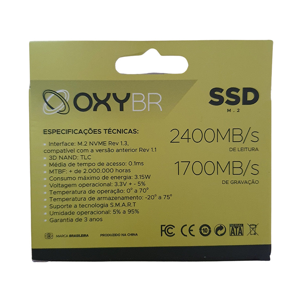SSD 128GB M.2 OxyBR NVMe Leitura: 2400 MB/s Gravação: 1700 MB/s