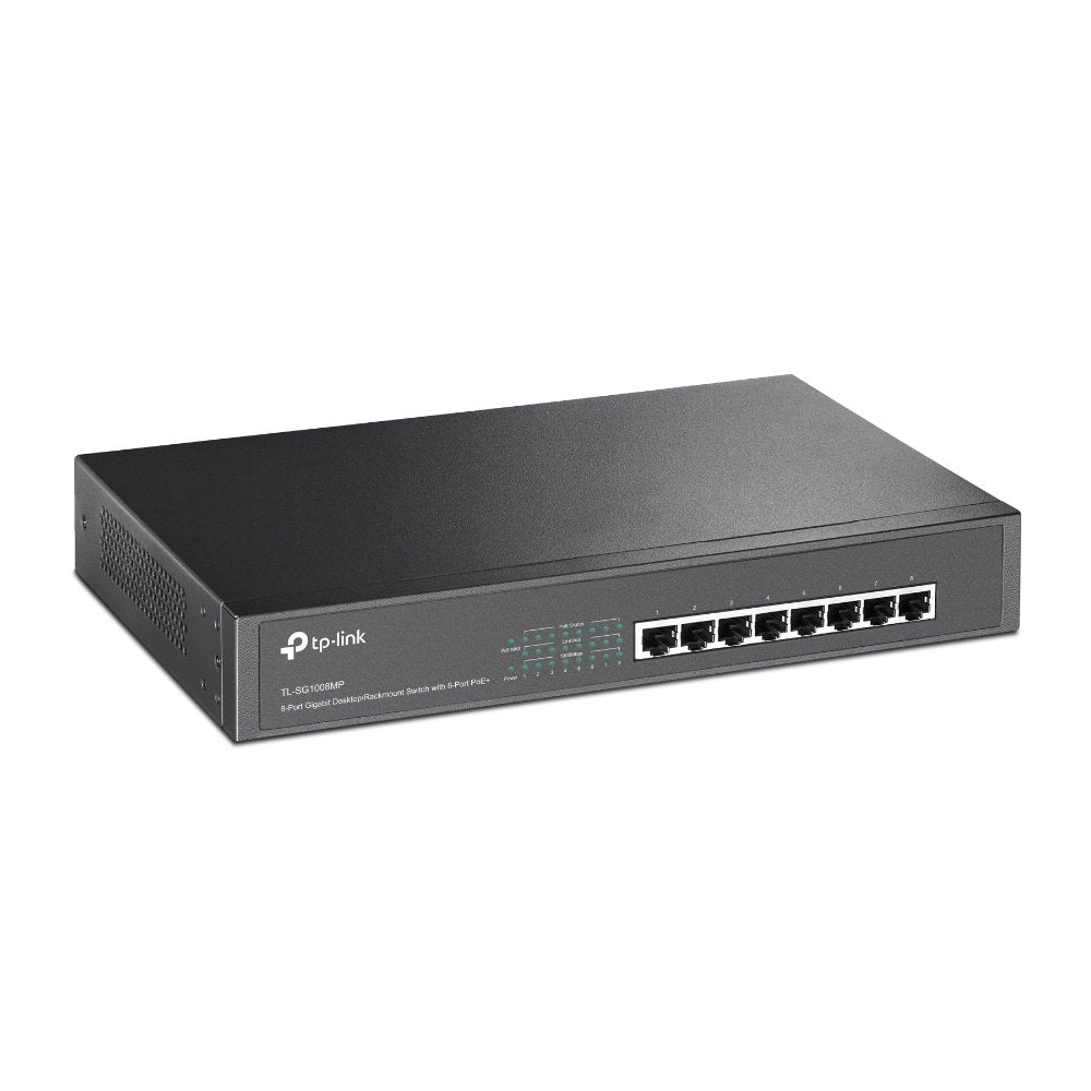 Switch TP-Link TL-SG1008MP Gigabit 8 Portas RJ45 10/100/1000Mbps PoE+ 802.3af/at, 126W (30W/porta), Desktop/Rack