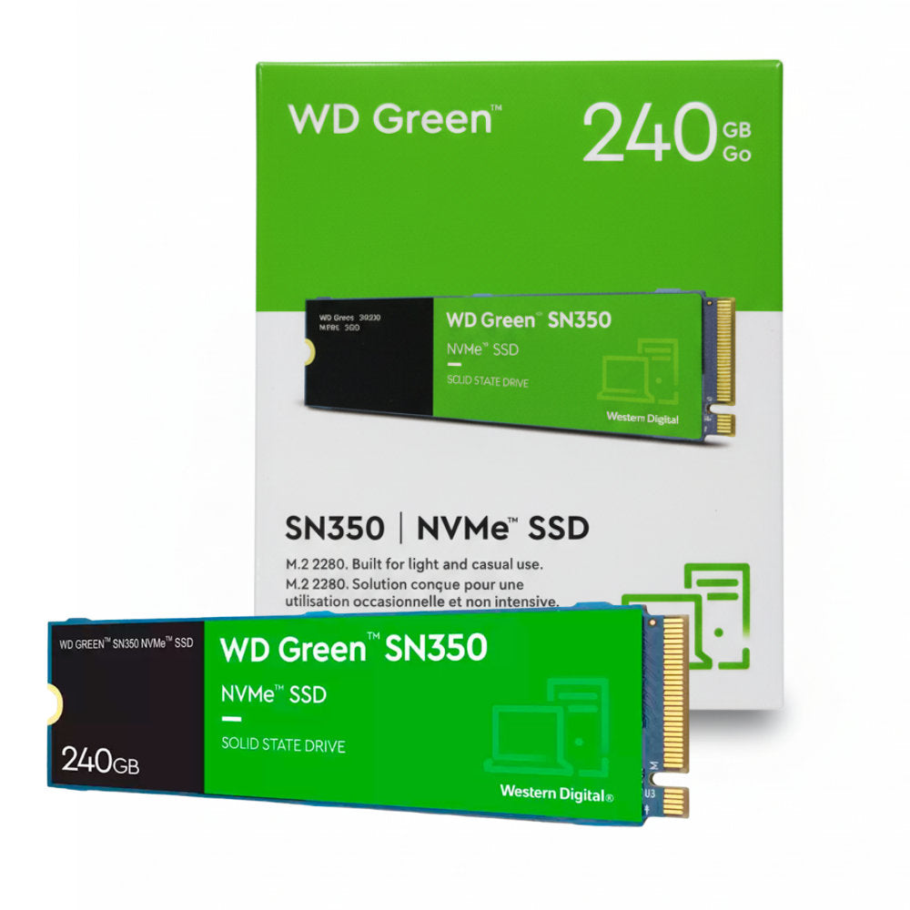 SSD M.2 Nvme 240GB, Western Digital, WD GREEN, 2280 SN350 PCIe Leitura: 2400MB/s e Gravação: 1650MB/s - WDS240G2G0C