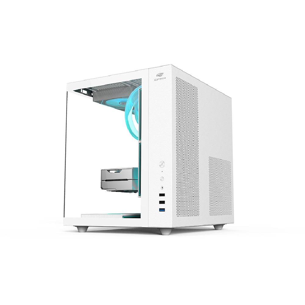 Gabinete Gamer C3Tech Aquário MT-G920WH, Mid Tower, Vidro Temperado, Suporte Water Cooler, S/Fonte, Branco - Aquarius