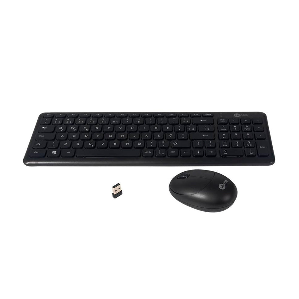 Kit Teclado E Mouse Sem Fio KW204 Lecoo, ABNT2, Bluetooth 2.4 GHz, Mouse 1.200 DPI, Ergonomico, Nano USB Até 10m - Preto