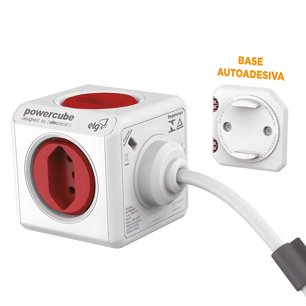 Adaptador Múltiplo, Bivolt, 5 Tomadas, Com Cabo de 3 Metros, PowerCube EXTENDED, PWC-X5/3M, ELG