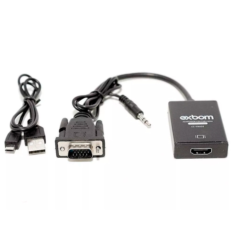 Adaptador Conversor VGA Para HDMI Com Audio e Vídeo Full HD, Exbom - CC-VHA30