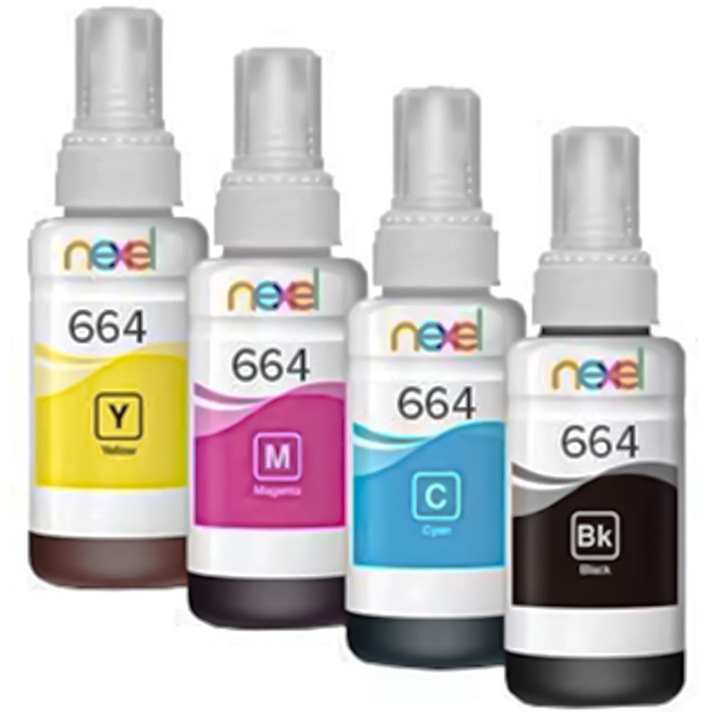 Kit 4 Cores Refil de Tinta Nexel Compatível Epson 664 Preto, Yelow, Magento, Cyan