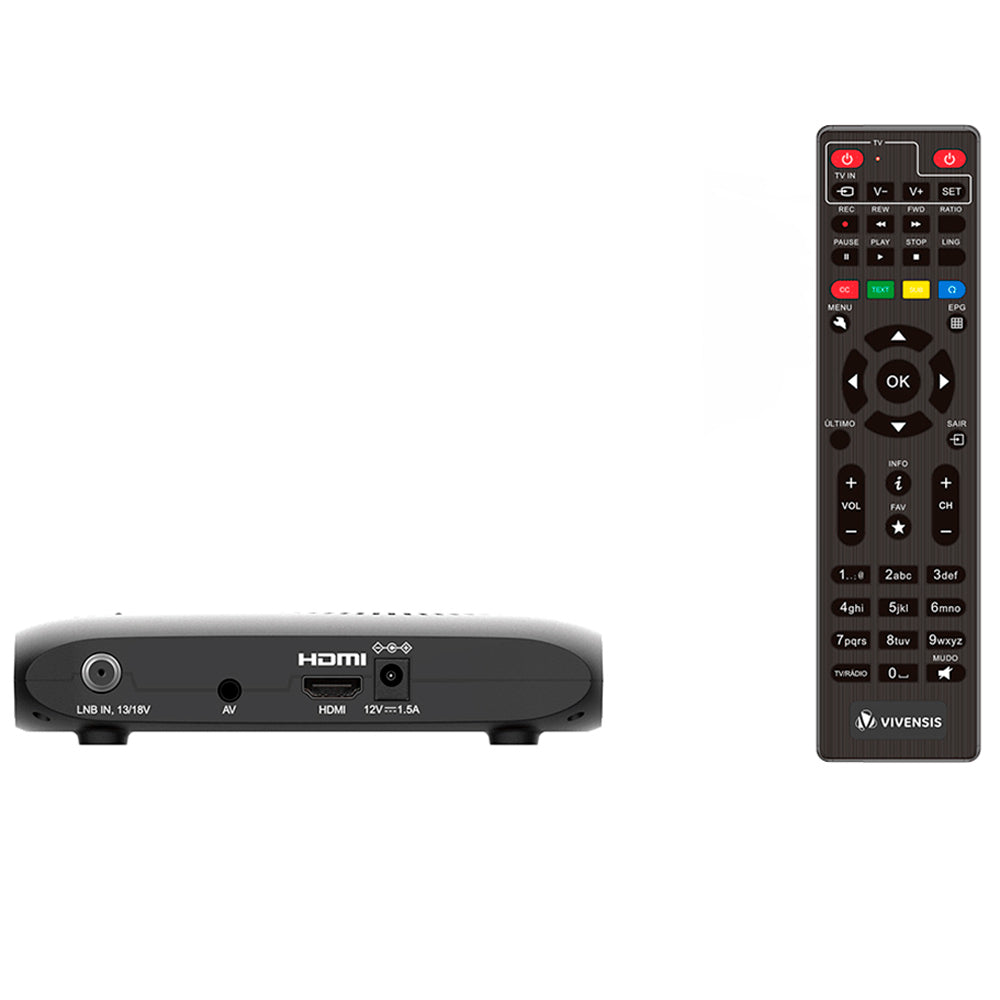 Receptor Digital Vivensis TV, Full HD Smart via Satélite VX10, Preto Bivolt