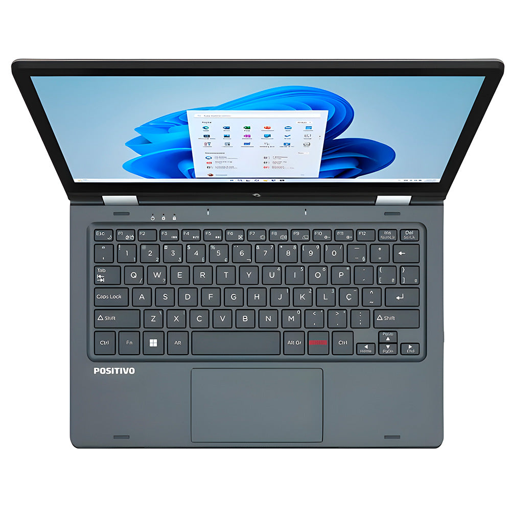 Notebook Positivo Duo 2 em 1 Intel Celeron 4GB 128GB, Tela 11,6" IPS HD, Windows11, Cinza - C4128B-3