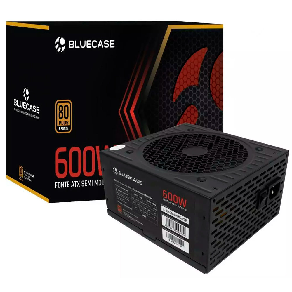 Fonte de Alimentação Semi-Modular Atx 600w Real 80 Plus Bronze (BLU600rm-B) - Bluecase