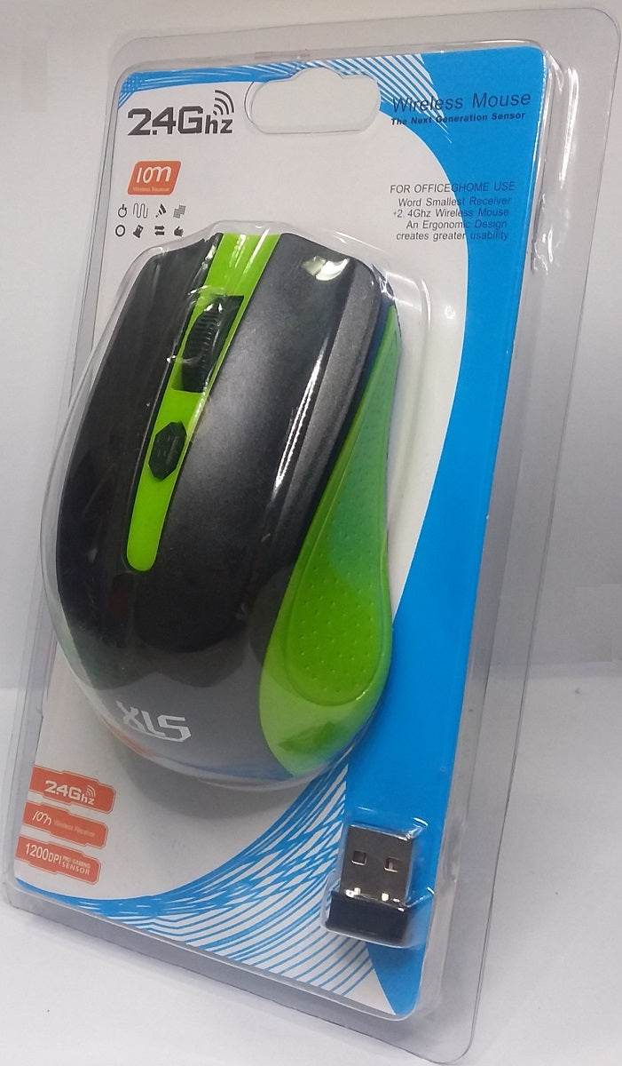 Mouse Wirelles XLS Verde 2.4Ghz 1200DPI