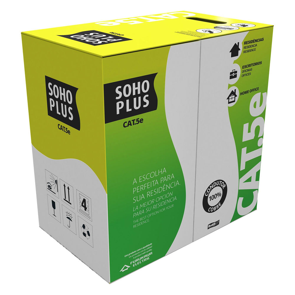 Caixa de Cabo de Rede Furukawa Soho Plus CAT5- 24AWGX4P ROHS 100% Cobre Preto
