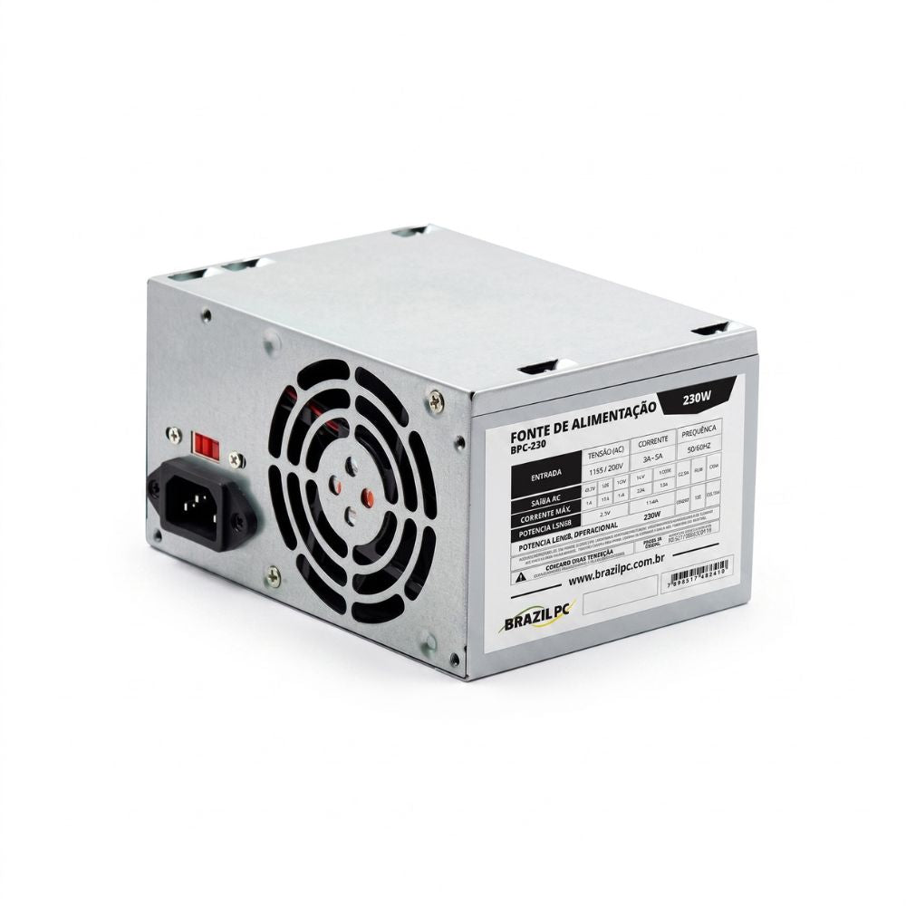 Fonte ATX BrazilPC 230W Real BPC/230v1.2  24 Pinos S/Cabo Prata