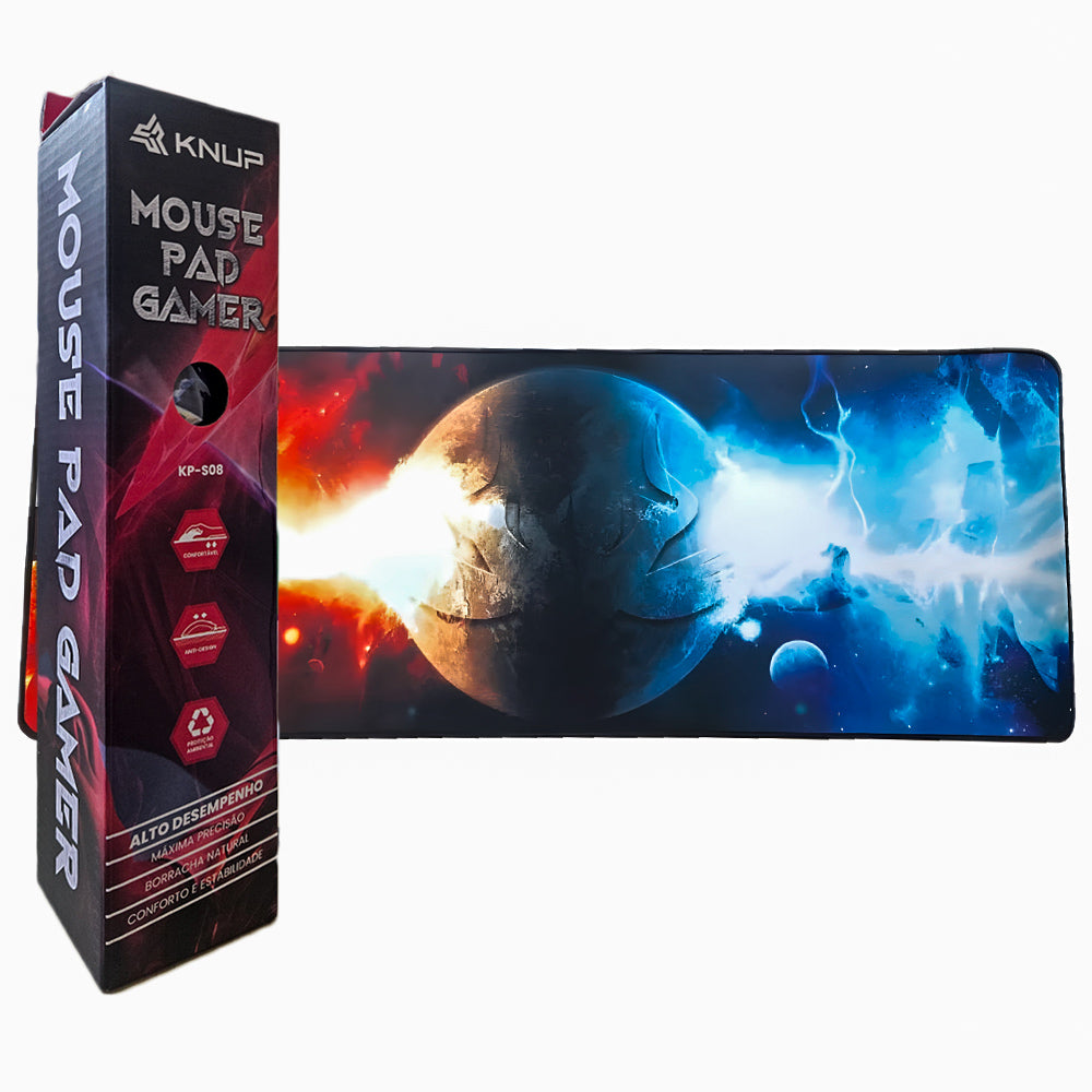 Mouse Pad Gamer Grande KNUP, 800x300mm, Superficíe Antiderrapante e Bordas Costuradas - KP-S08