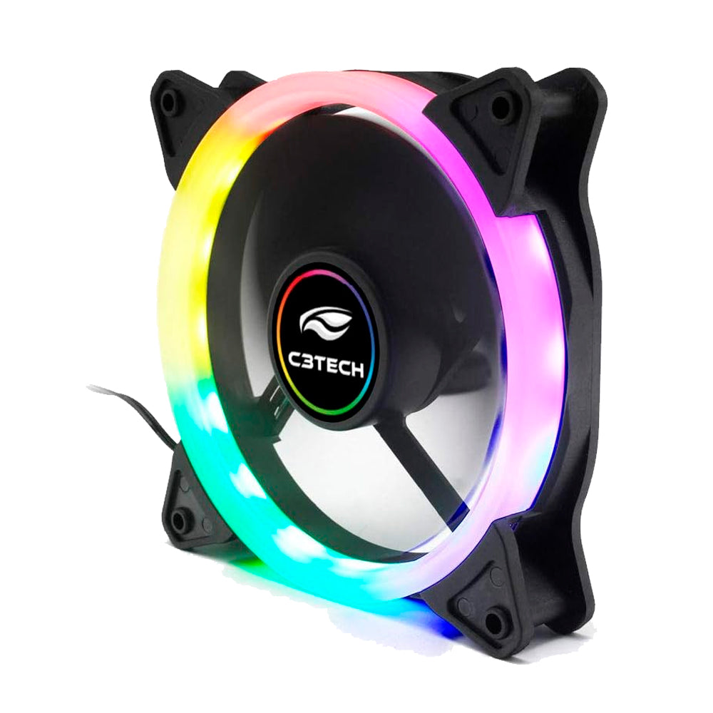 Cooler Fan F7-L200RGB 120mm RGB Gaming com Iluminação LED 256 Cores, C3Tech - Preto