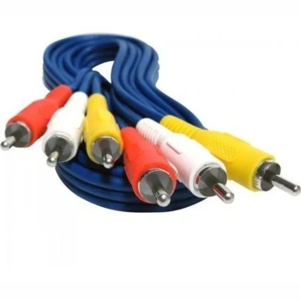 Cabo Rca Azul Lianda 3 Metros Av 3+3 Áudio Vídeo Tv Dvd Net Sky Lcd