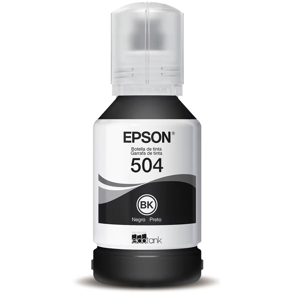 Refil de Tinta Epson Preto 504 Original T504 127ml Para Ecotank L4150 / L4160 / L4260 / L6171 / L6161 Na Caixa
