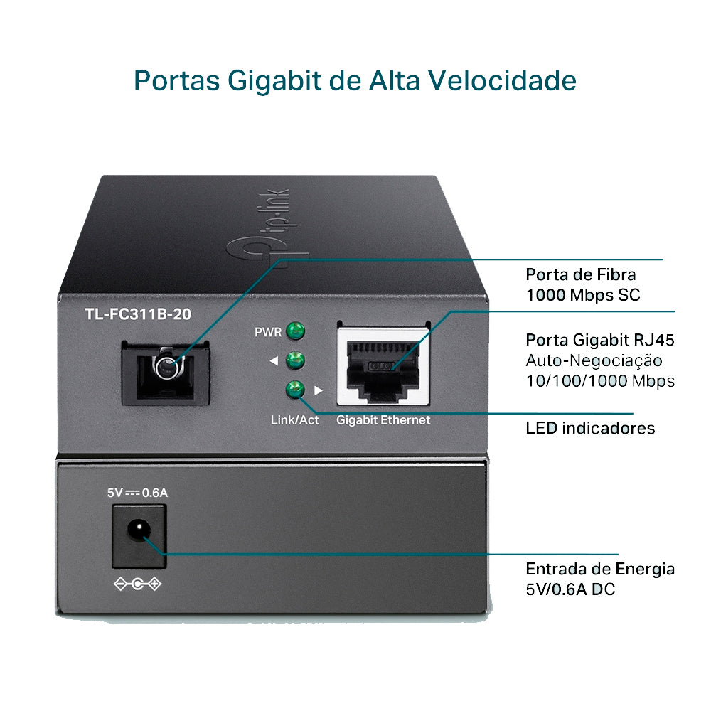 Conversor De Mídia TP-Link TL-FC311B-20 WDM Gigabit