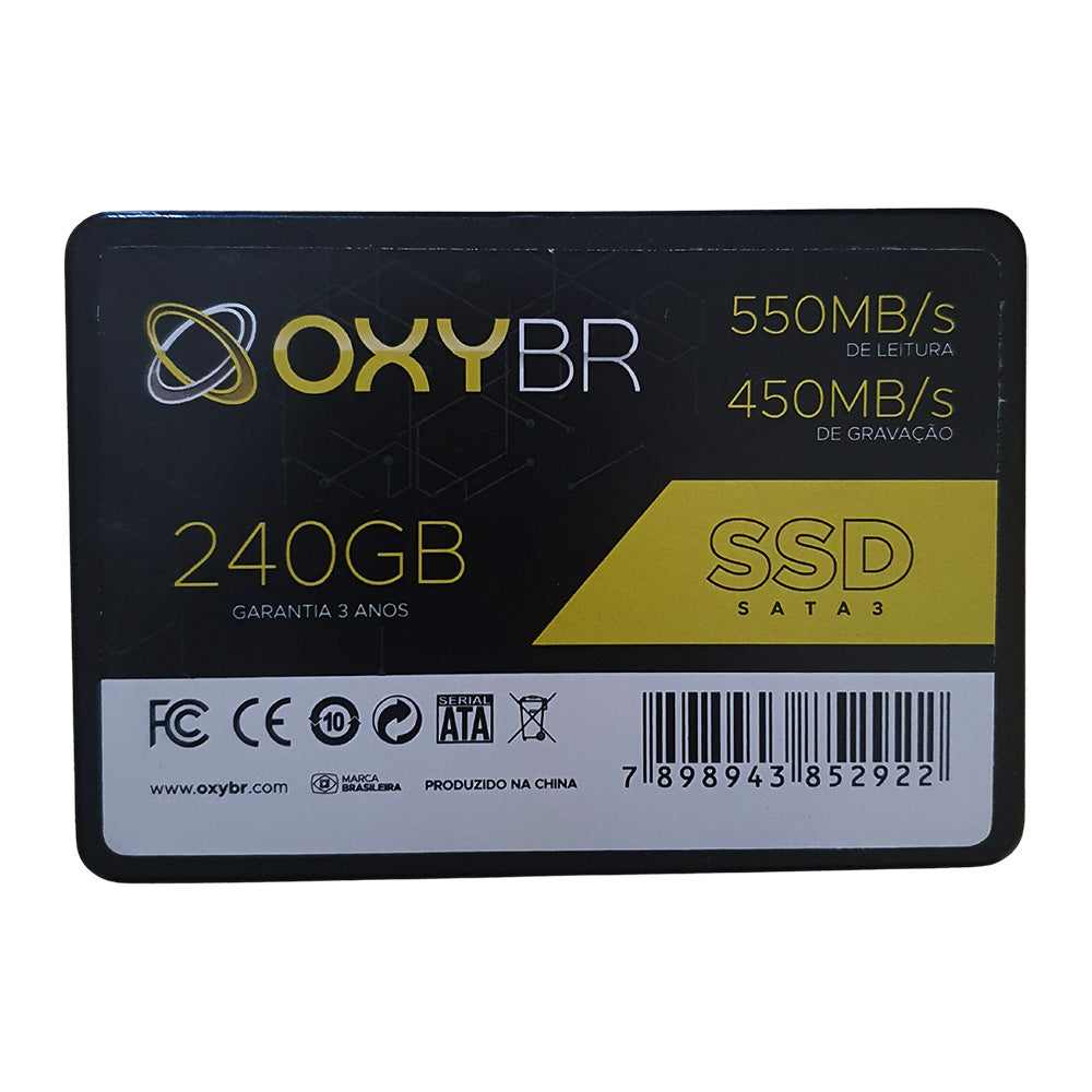 SSD 240GB OxyBR SATA3 Leitura: 550MB/s e Gravação: 450MB/s