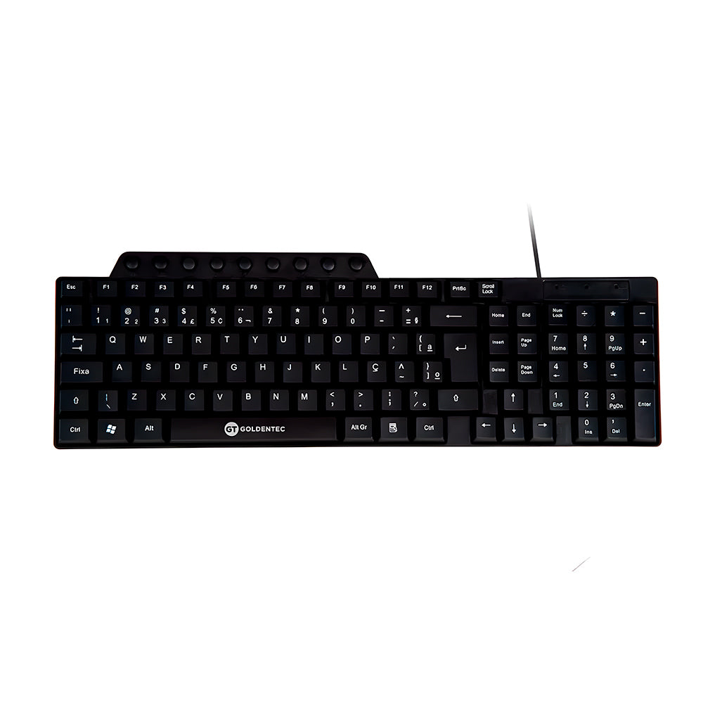 Teclado USB Multimídia Goldentec GT V3, ABNT2 com 105 Teclas, 9 Atalhos Multimídia, Cabo 1,2m - Preto