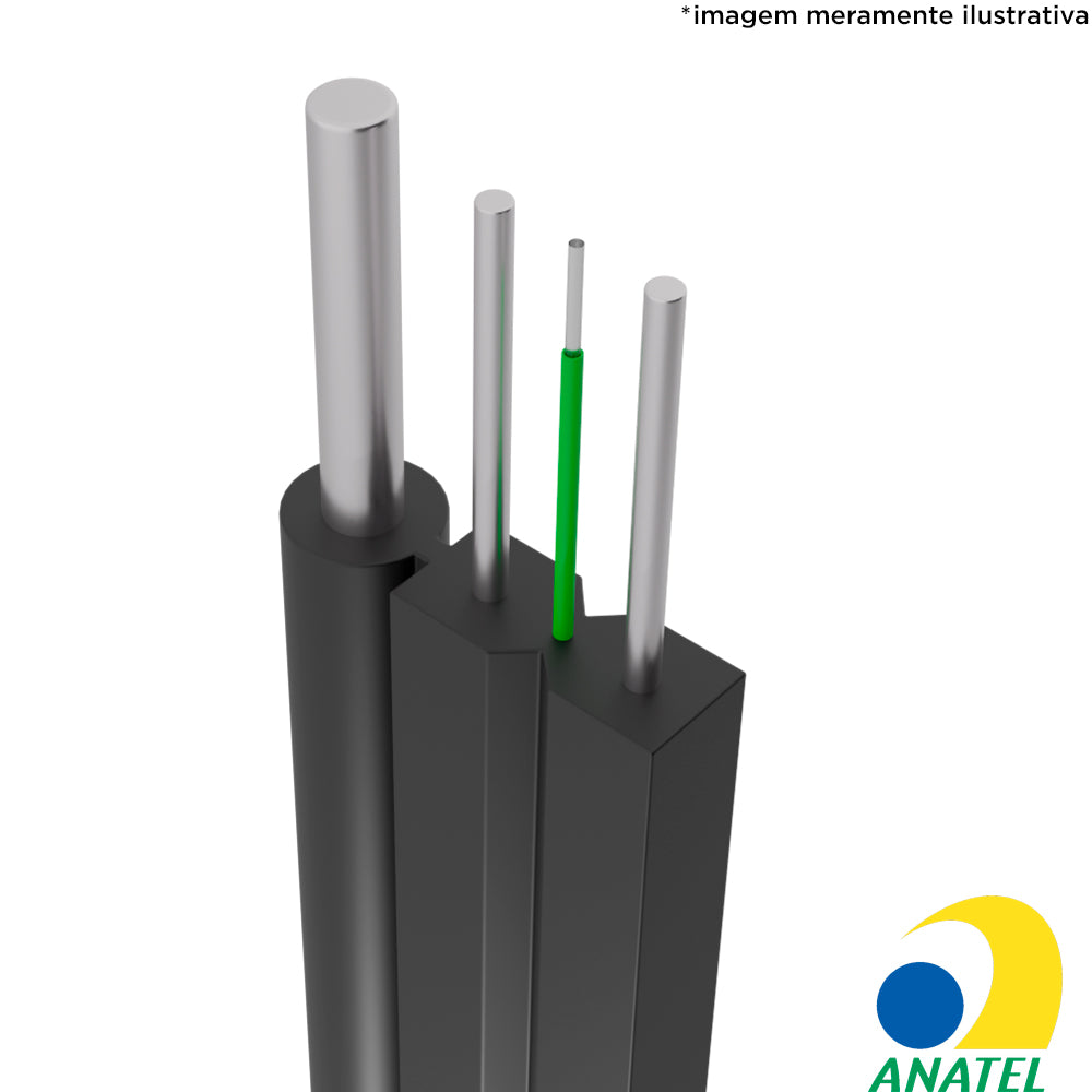 Bobina de Cabo de Fibra Óptica 1.000 Metros Nazda, Flat Drop, 1 Fibra, 1FO, SM Bob