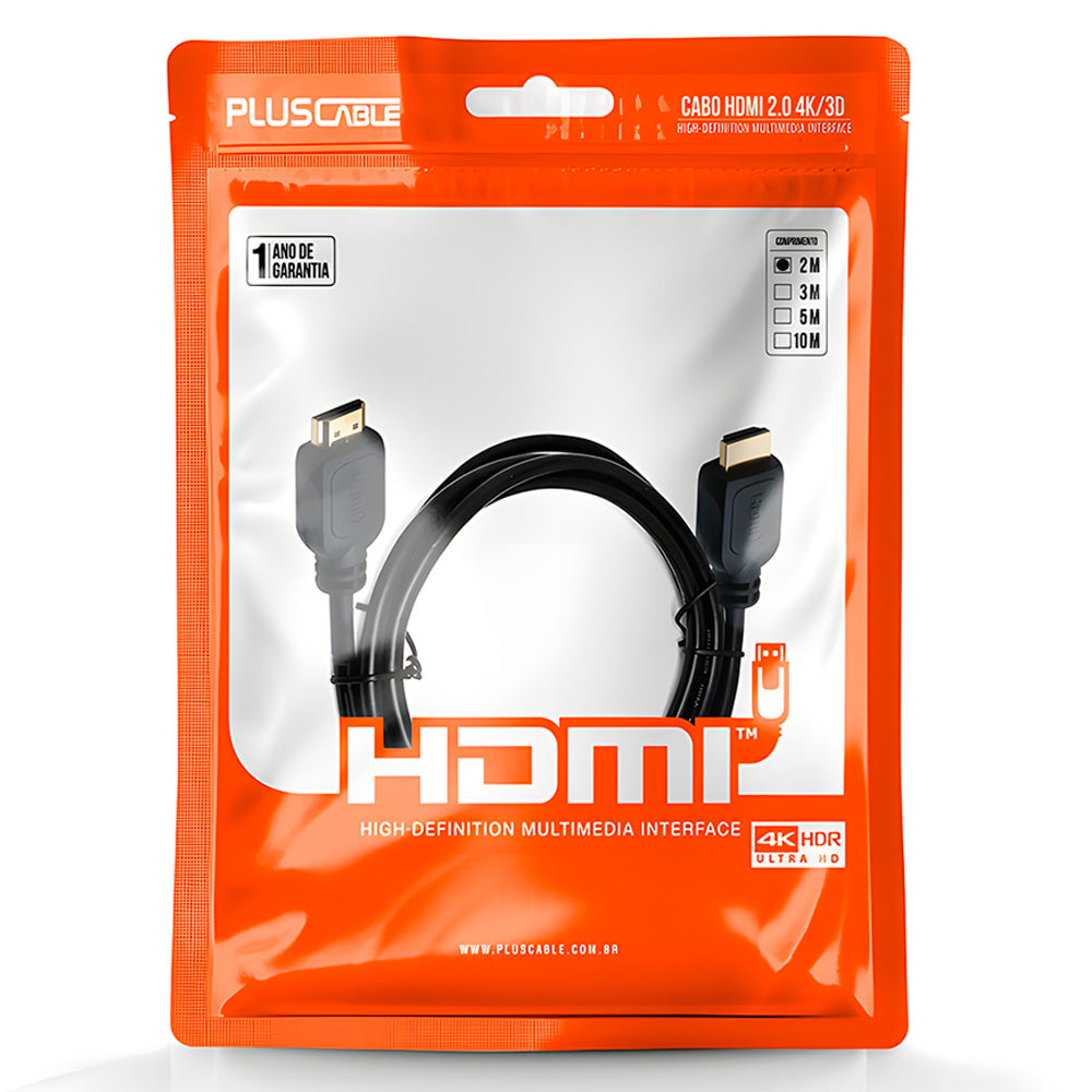 Cabo HDMI V2.0 Basic 2 Metros PC-HDMI20 - PlusCable