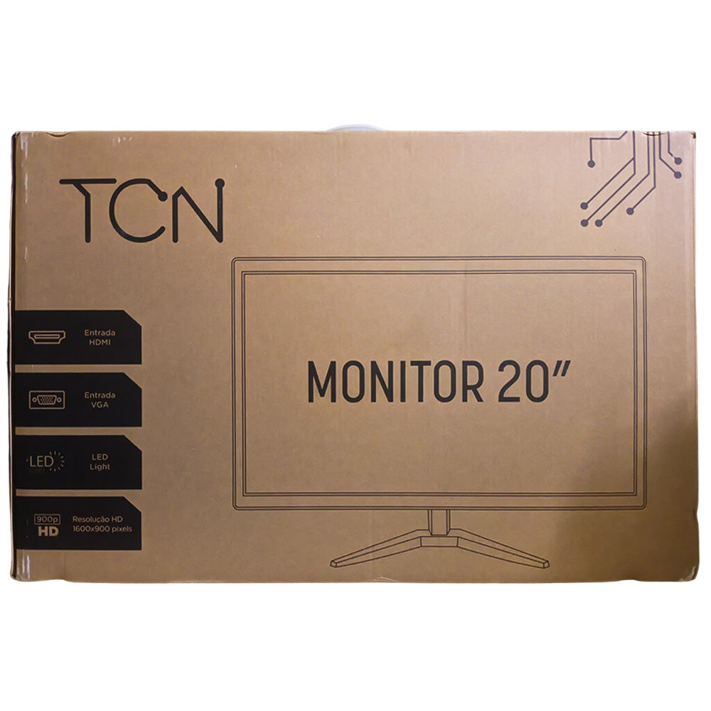 Monitor LED 20 Polegadas, Office Goldentec, TCN Flat HD, 5ms, 60Hz, HDMI, VGA - Preto