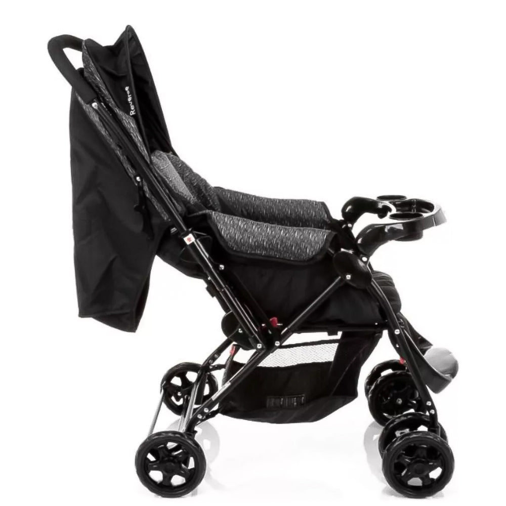 Conjunto Travel Carrinho Bebê Reclinável + bebê Conforto Preto Reverse-Cosco