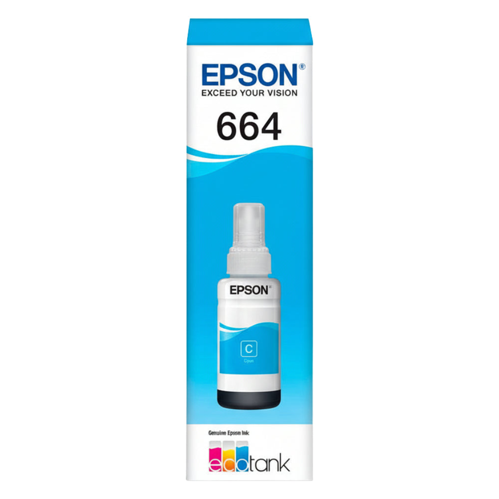 Refil de Tinta Epson 664 Ciano 70Ml T664220 Rende até 4.000 Páginas, Para L110/L120/L210/L220/L300 (Caixa)