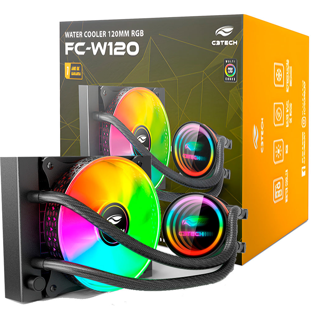 Water Cooler 120mm FC-W120RGB, LED RGB, AMD e Intel, C3Tech Gaming