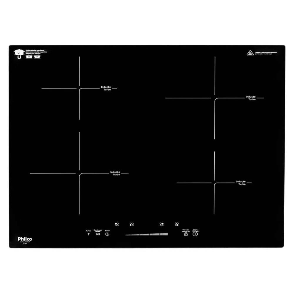 Fogão Elétrico 4 Bocas 9 Níveis Turbo Touch Cooktop de Indução Philco PCT40P Preto 220v