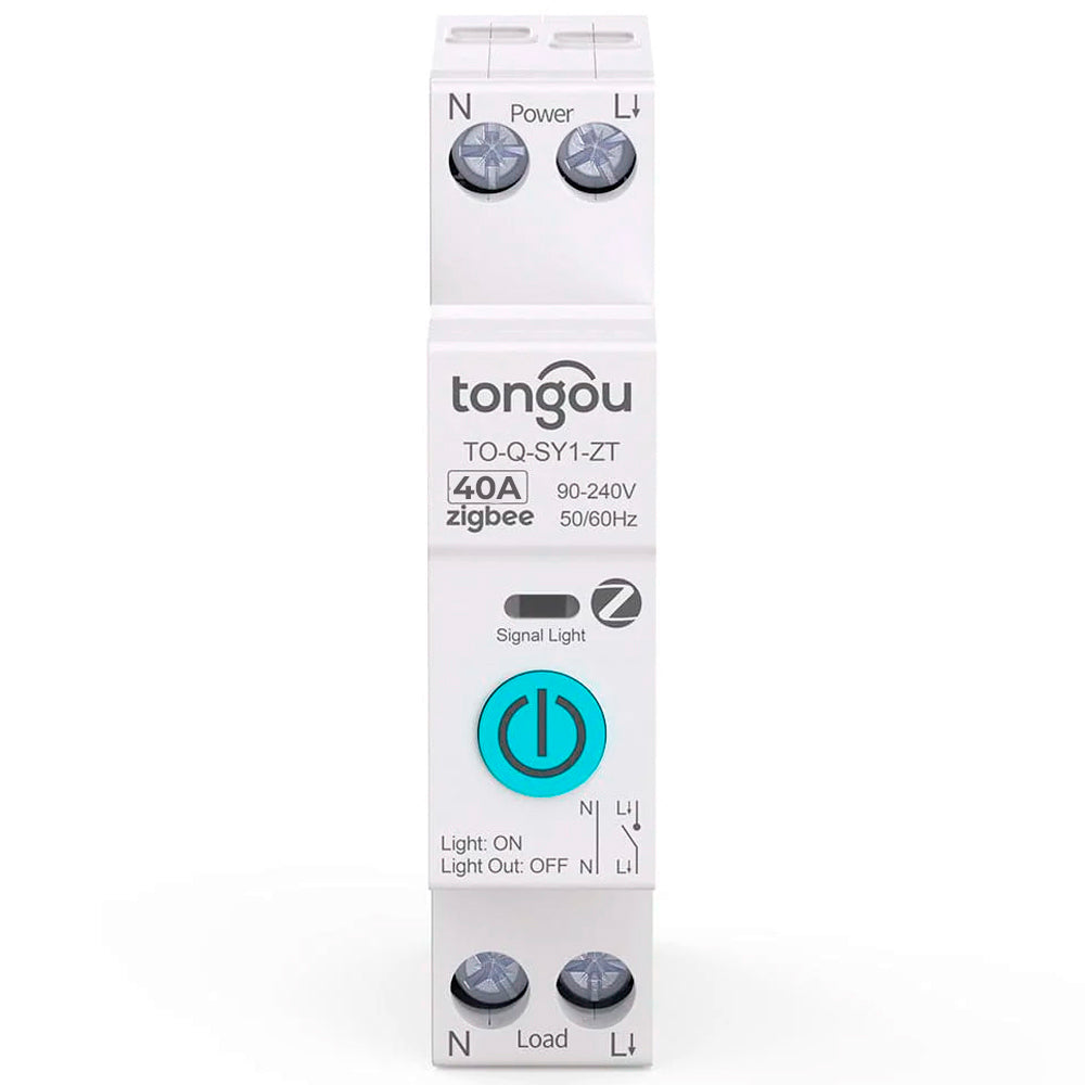 Disjuntor Inteligente Zigbee 40A, Compativel Com Google Assistant e Alexa, Tongou, SY1-JZT, Sem Medição - Branco