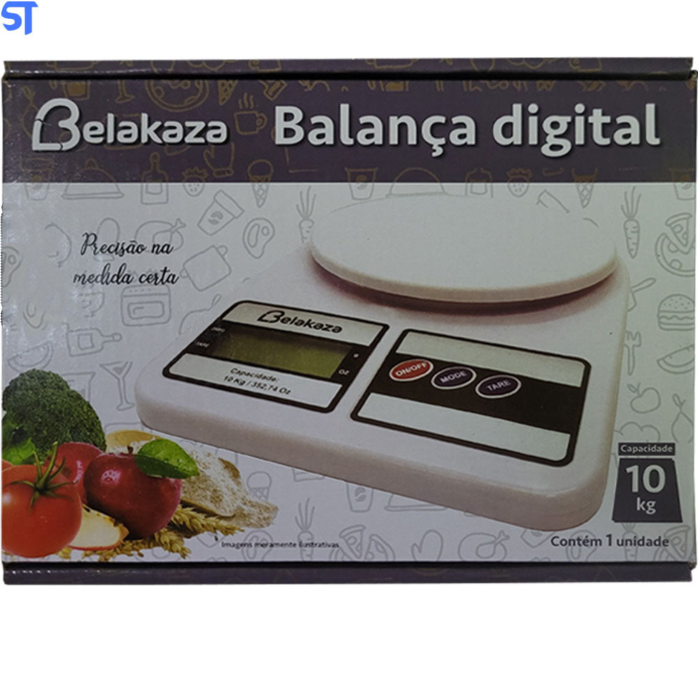 Balança Digital LCD De Alta Precisão Eletrônica Até 10 Kg Belakaza- KZ-1001