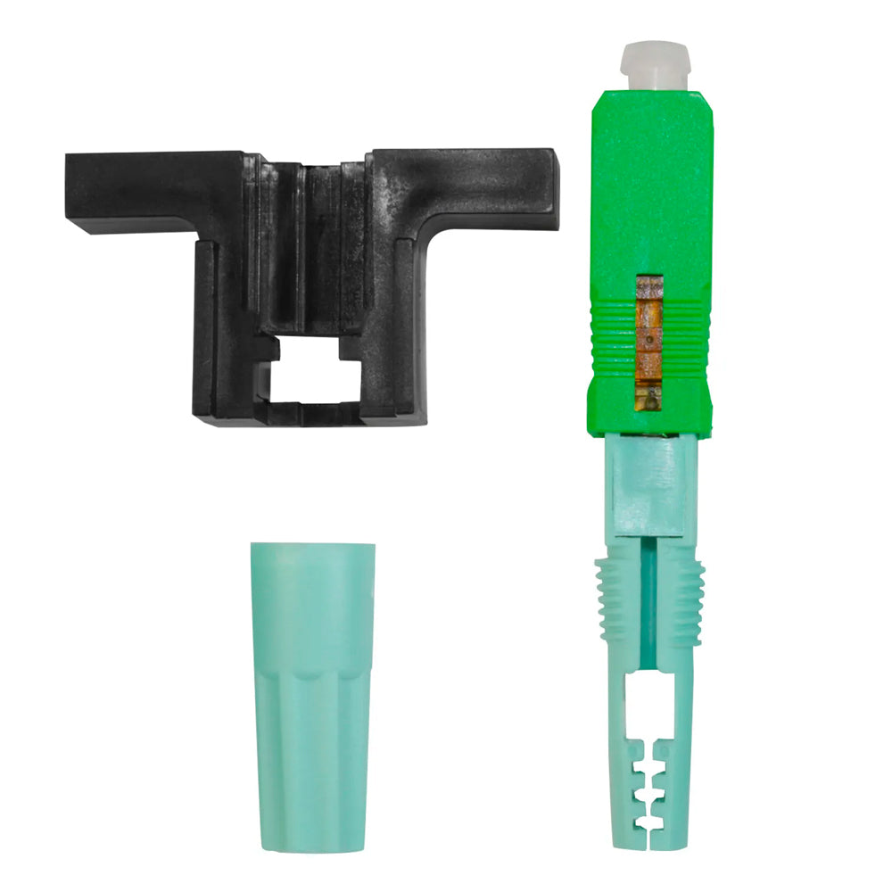 Conector de Campo Para Fibra Óptica, Tipo Fast, Rosca, SC/APC, Verde