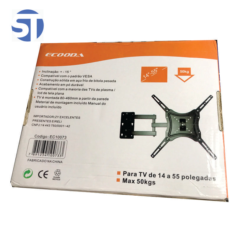 Suporte Tv Articulado 14 A 55 Polegadas Até 50kg Universal Ecooda EC 10073