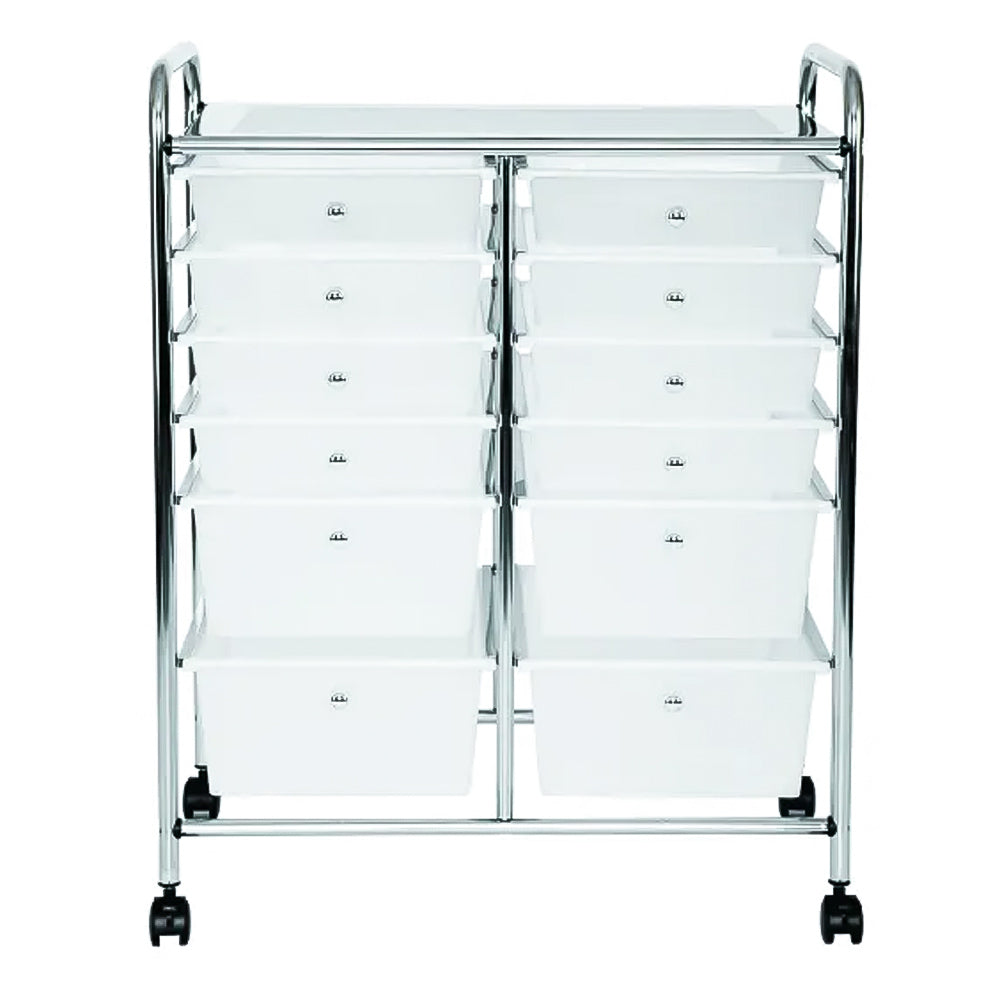 Gaveteiro Carrinho Organizador 12 Gavetas Com Rodas