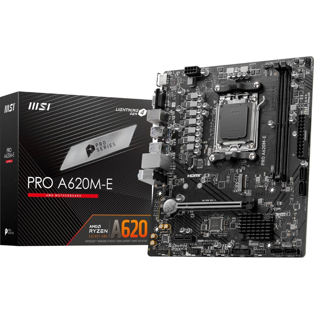 Placa Mãe MSI PRO A620M-E Gen4 AMD AM5 DDR5 Micro-ATX PCIe 4.0 DDR5