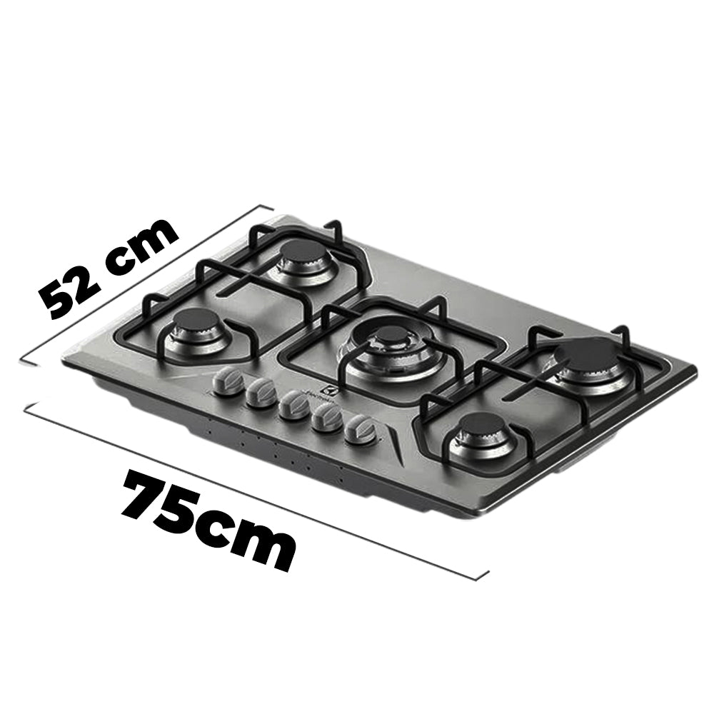 Cooktop a Gás Electrolux Inox Com 05 Bocas,Superautomático Painel Manual, Inox - GT75X, Bivolt
