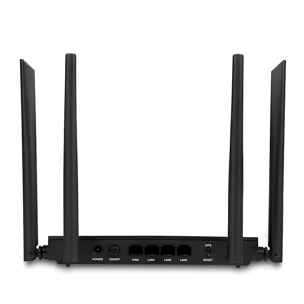 Roteador Wireless Goldentec AC1200, Dual Band 2.4GHz e 5GHz, 4 Portas Gigabit, 4 Antenas 5DBI - Preto