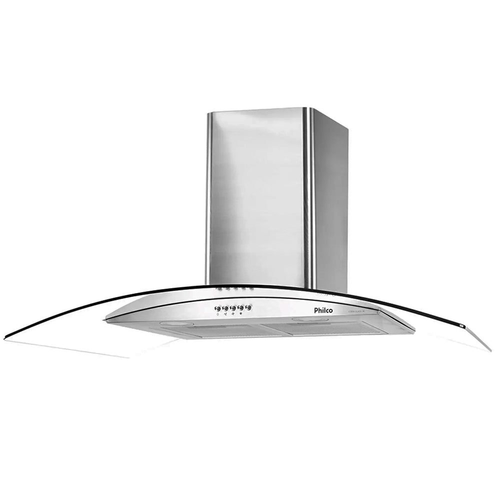 Coifa Depurador Glass Philco PC090G, Curva 90cm Inox Dupla Filtragem 220v