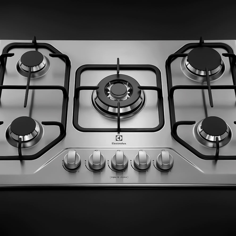 Cooktop a Gás Electrolux Inox Com 05 Bocas,Superautomático Painel Manual, Inox - GT75X, Bivolt