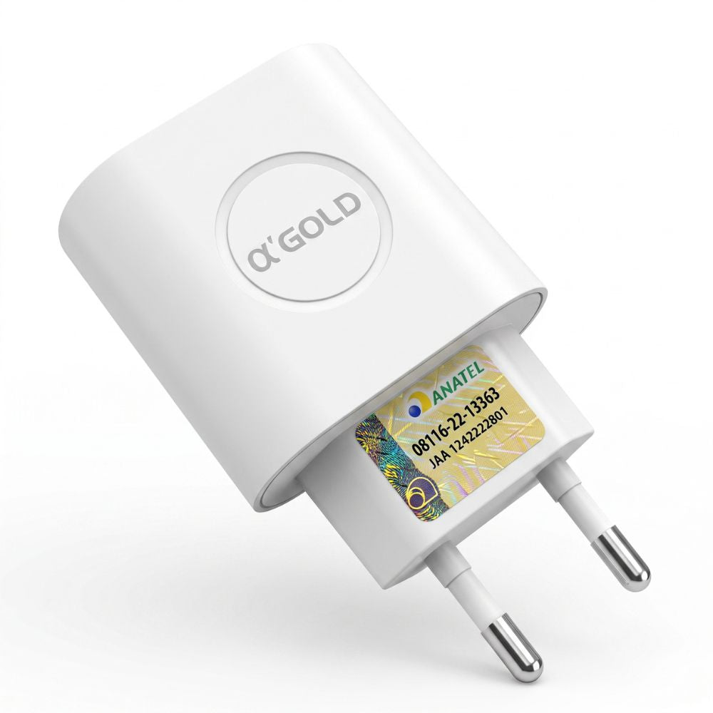 Carregador Rápido 5V Bivolt 2 Entradas USB com Cabo USB-C Universal A'Gold CA18-10, Branco