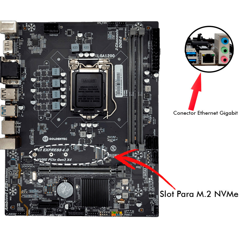 Computador Gamer Core i3-10105F - Décima Geração, Placa GT-H510 M.2, Memória 16 GB DDR4- SSD 1TB NVMe-Placa de Vídeo