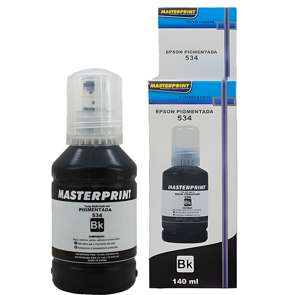 Refil de Tinta Compatível Epson 534 Preto Pigmentada 140ML MasterPrint